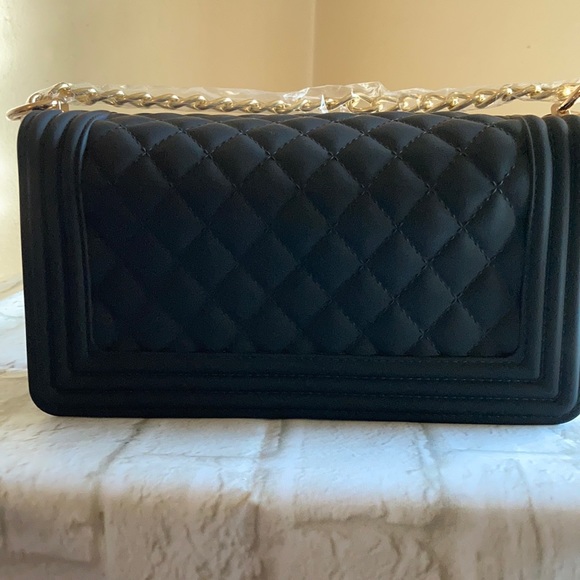 Handbag Jelly Handbag with gold chain strap Black - Picture 6 of 7